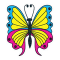 Blue, Yellow & Pink Glitter Butterfly Temporary Tattoo